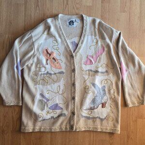 Storybook Knits 3X Shoe Theme Cardigan – Embroidered & Appliqué